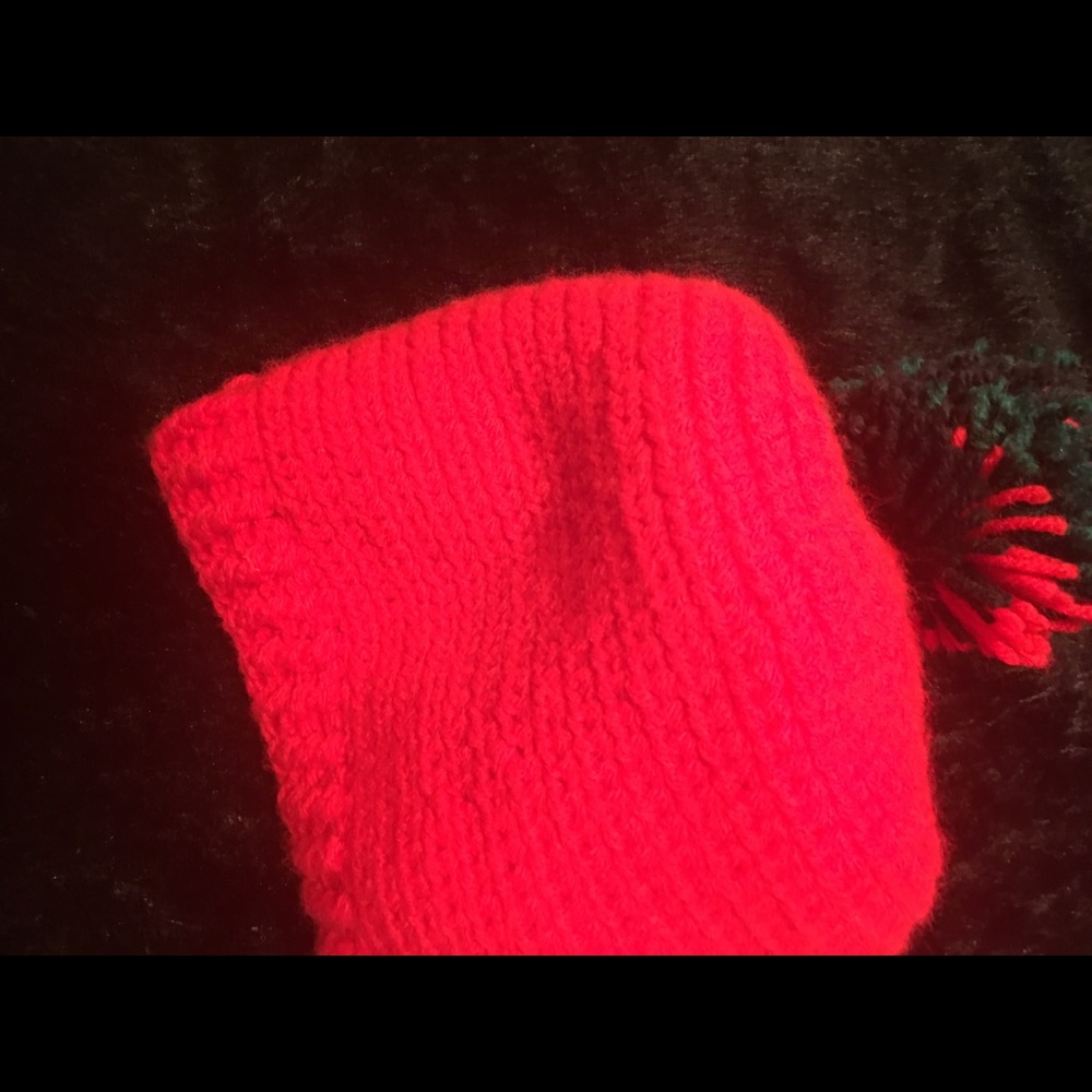 Red knitted hat